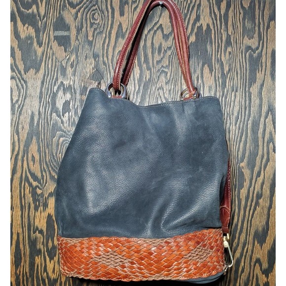 2 EFFE Pelletterie Vtg Lg Shoulder Bag Black Made in Italy Genuine Leather Boho